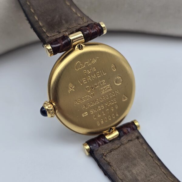CARTIER Vermeil - zegarek vintage z rzymskimi indeksami, lata 90. tył