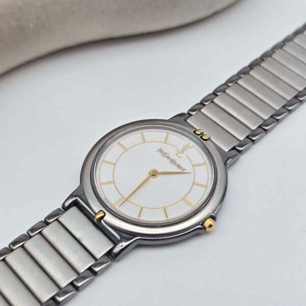 YSL - klasyczny zegarek vintage na bransolecie, lata 90. tarcza