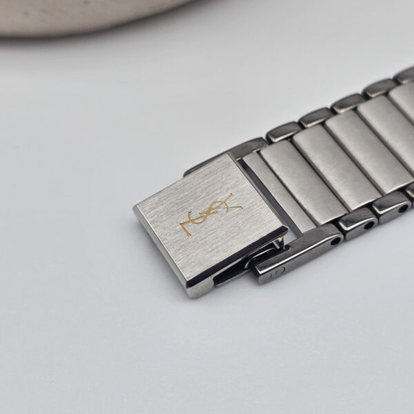 YSL - klasyczny zegarek vintage na bransolecie, lata 90. zapięcie