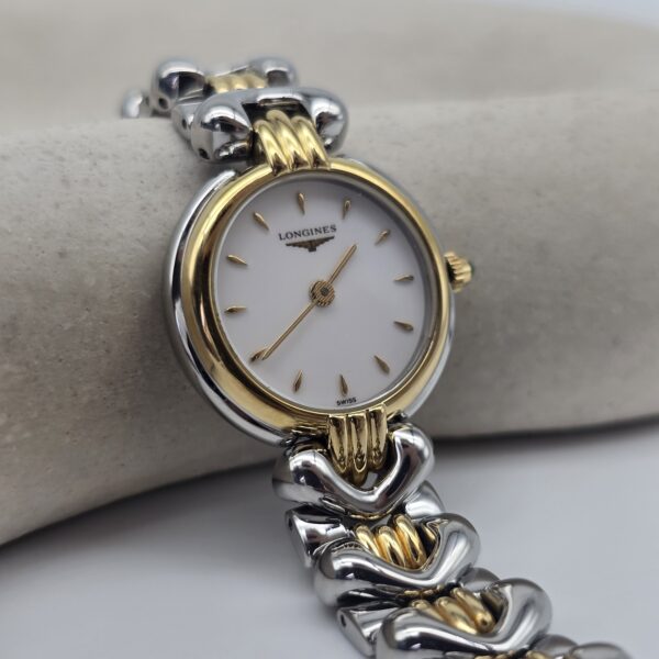 LONGINES - zegarek vintage na bransolecie z liniowymi indeksami