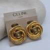 CELINE Triomphe Gold Macadam - eleganckie klipsy vintage z monogramem