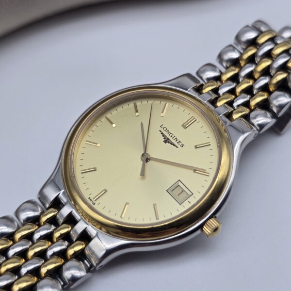 LONGINES - zegarek vintage na bransolecie z datownikiem tarcza
