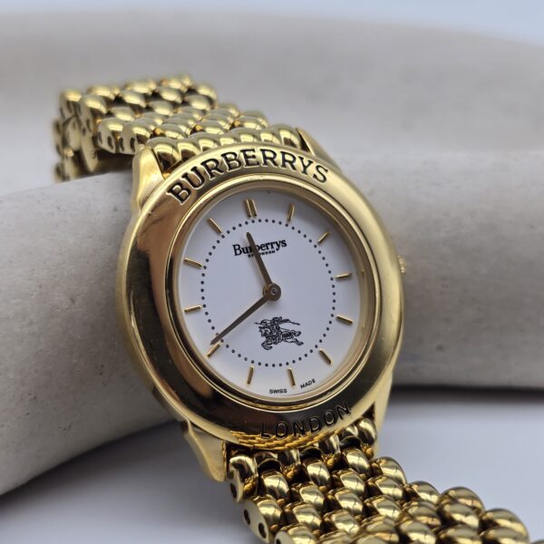 BURBERRY - elegancki zegarek vintage z liniowymi indeksami, lata 90.